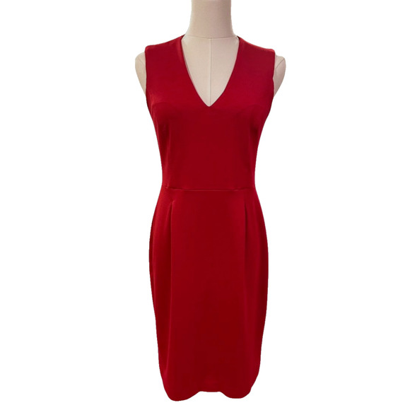 Banana Republic Saucy Red Bodycon Deep V Neck Sleeveless Dress Size 2 - Picture 1 of 9
